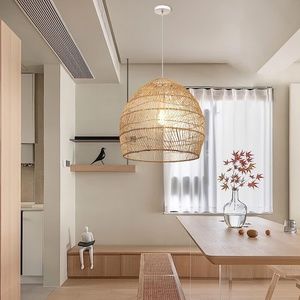NEW! Rustic Woven Pendant Ceiling Light Fixture, Rattan Basket Chandeliers Lamp